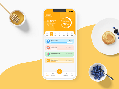 Habit Tracker app app application branding design graphic design habit habittracker happy healthy lifestyle mobile mobile app mobilescreen orange ui uiux ux uxui