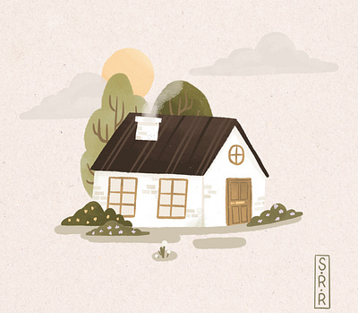 Home Sweet Home aesthetic colorful cottage cuteillustration design drawing house illustration muted colors neutral colors procreate