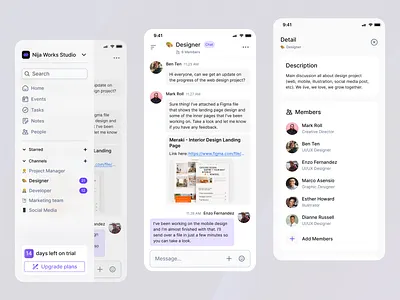 Messenger Dashboard - Mobile App bubble chat clean ui conversation dashboard app designer detail discord sidebar slack talk team ui design uiuxdesign