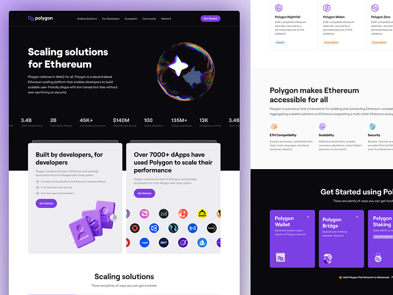 Polygon Labs's homepage redesign 3d branding crypto landing page logo polygon product design ui ux web3 website website design