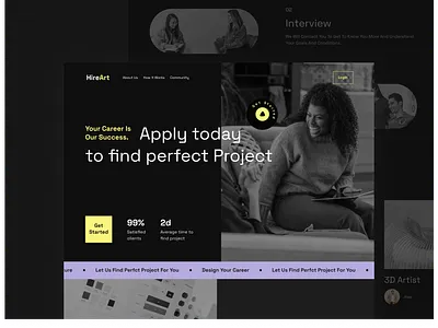 Hire Art app branding concept design illustration logo ui ux web website