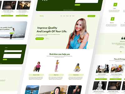 Nutrikon | Coaching Landing Page Design branding coachinglandingpage designforwomen fitness gym landing page mental health mentalhealth product design ui design web app websitedesign