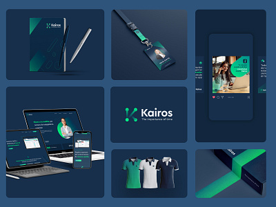 Brand Identity for Kairos, a time tracking software. brand identity design graphic design logo logo time software time tracking