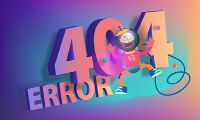 Cartoon astronaut crashes into huge numbers error 404 graphic