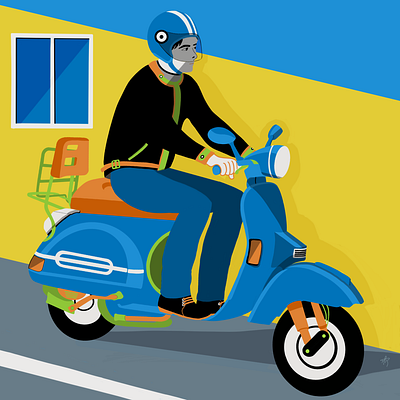 Scooter Ride graphic design illustration