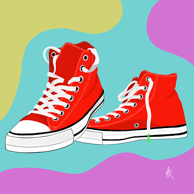 Red Canvas Sneakers graphic design illustration