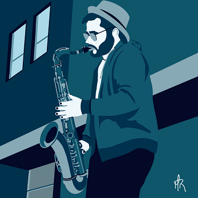 Sax Player graphic design illustration