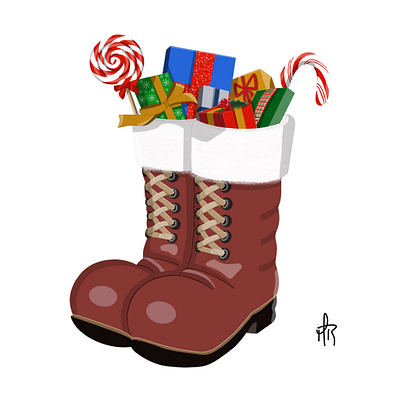 Santa's Boots graphic design illustration