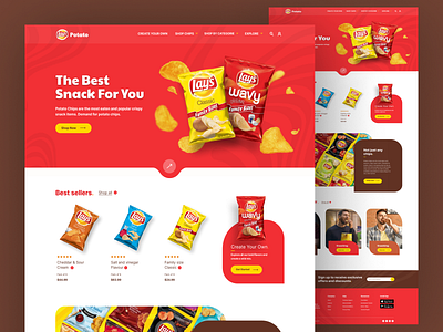 Lays potato chips landing page chicken chips food foodporn healthy interface kidsnacks landingpage lays pingles potato crackers potatochips shopify snacks ui uix ux webflow website website design