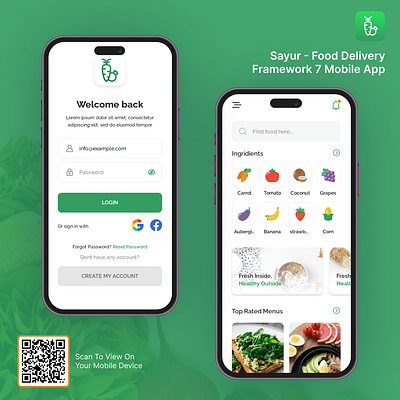 Sayur - Food Delivery Framework 7 Mobile App app creative design mobile mobile application product design template uiux website