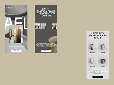 CAELA - Handcrafted Mugs E-commerce Website Design ceramic design ecommerce mobile ui ux web website