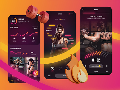 Workout mobile app app appdesign brading branding dailyui fitness flat gym ios iosdesing iu mobile mobiledesign sport trainee trainer ui uiux ux workout
