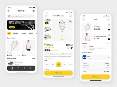 Tennis - Sport Mobile App ecomerce sport ui ux