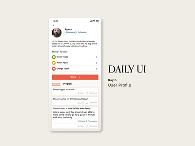 Daily UI #006 - User Profile app daily ui day 5 noom product design ui user profile ux