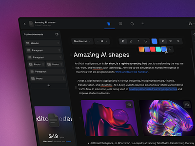 Text Editor 📄 3d animation app branding dark theme dashboard design graphic design illustration logo minimal mobile text editor typography ui ux vector web website