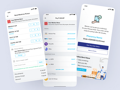 Medibook App UI Design - Book Medicine Pickup app design branding clean ui clean ui design design hire ui designer illustration logo medibook app medical app medical shopping medicine shopping online shopping patient app ui uiux vector
