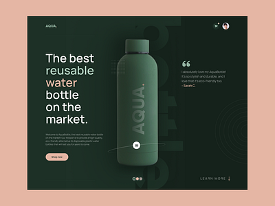 Aqua Bottle Web Design branding clean design dribbble dribbble best shot graphic design landing page logo minimal product product page ui uiux ux web webdesign website