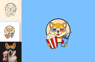 3D cinema 3dcinema 3dglasses cinema cocacola cutelogo dog inn cinema dog is watching movie doge dogecoin doglogo drinking funnydogmascot funnymascot gang glasses logo mascot mascotlogo popcorn shiba