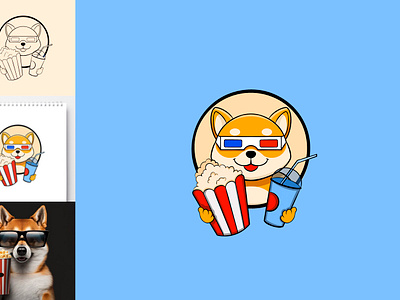 3D cinema 3dcinema 3dglasses cinema cocacola cutelogo dog inn cinema dog is watching movie doge dogecoin doglogo drinking funnydogmascot funnymascot gang glasses logo mascot mascotlogo popcorn shiba