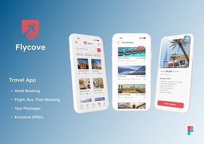 Flycove - Travel Mobile App app design mobile app typography ui ux vector