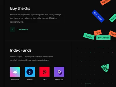 Landing – Features black blockchain crypto dark mode defi funds index landing statistics ui