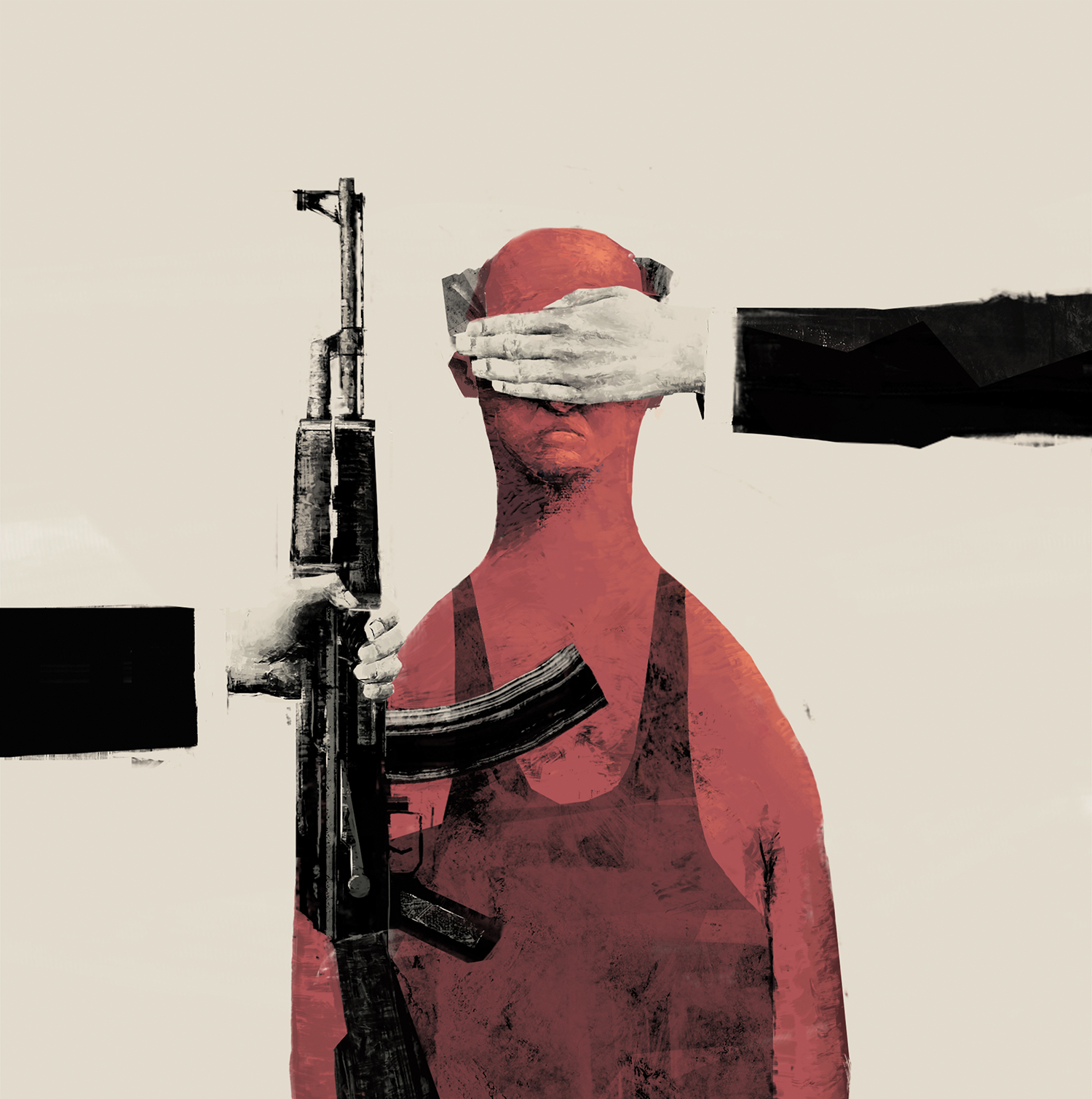 Blind ak blind cover gun hand illustration politic red war