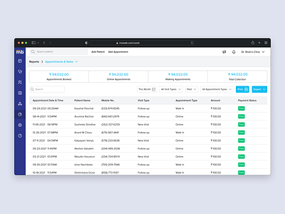 Medibook App - Report Views clean ui