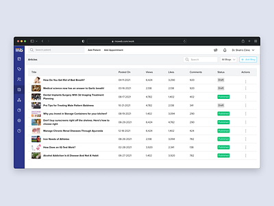 Medibook App - Doctor's Blog and Interactions clean ui