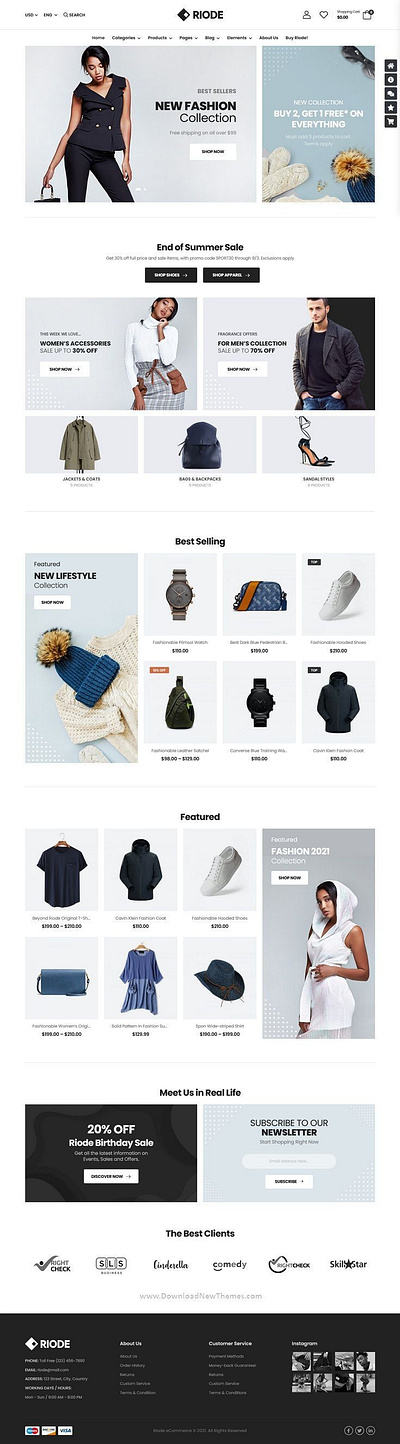 RIODE fashion wear store design 3d animation branding design dropshipping store graphic design homepage design illustration landing page design logo motion graphics online store shopify ui web design website design