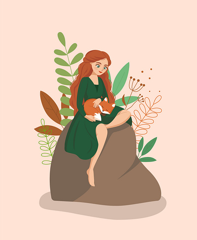 The character - Forest Fairy! adobe illustrator beauty character drawing fox girl graphic design illustration nature red haired