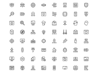 64 Minimal Software Development Icons design free download free icons free vector freebie icon set icons download illustration illustrator software software development software icon vector vector design vector download