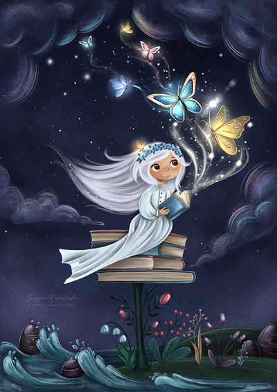 Children's book illustration: the magic of books. illustration детская иллюстрация книжная иллюстрация