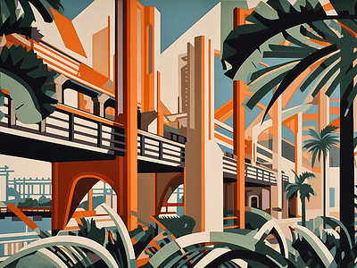 1930s graphic design illustration vector