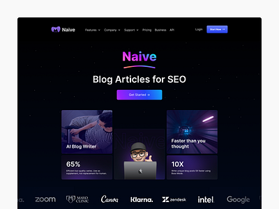 Naive ✦ AI Based Content Creator design graphic design illustration landing page ui user experience user interface ux