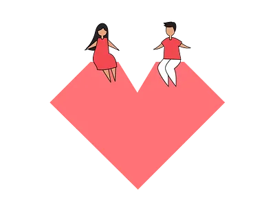 CUTE GIRL AND BOY VALENTINE - PINK HEART SHAPE aesthetic art boy boy friend cool cute design drawing girl girl friend heart illustration love lovely man pink simple valentine valentines day woman