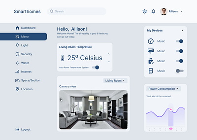 Smart Home Dashboard (Daily UI Challenge day 21) dailyui design ui uiux ux