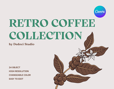 Retro Coffee Collection - Canva Elements canva canva elements coffee coffee shop digital assets element collection groovy handdrawn illustration art illustration design retro retro illustration retro style svg vector vintage
