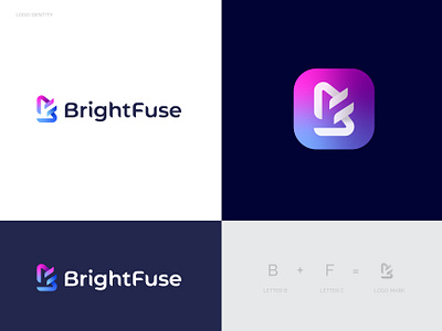 BrightFuse Logo Design app app logo branding data gradient icon identity letter logo letter s lettering logo logo deisgner logo mark logos modern logos redesign service software symbol tech logo