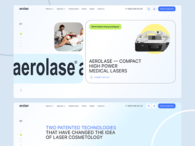 Aerolase - Concept Promo Page blue colors concept design illustration interface medical minimal promo ui ux web website