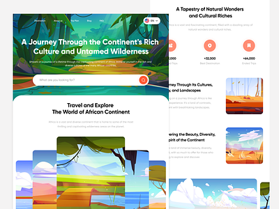 Discover Africa Website Concept adventure booking clean design explire illustration interface landing page landing page travel travel travel agency travel website travelling trip ui ui design uiux ux ux design vacation web design