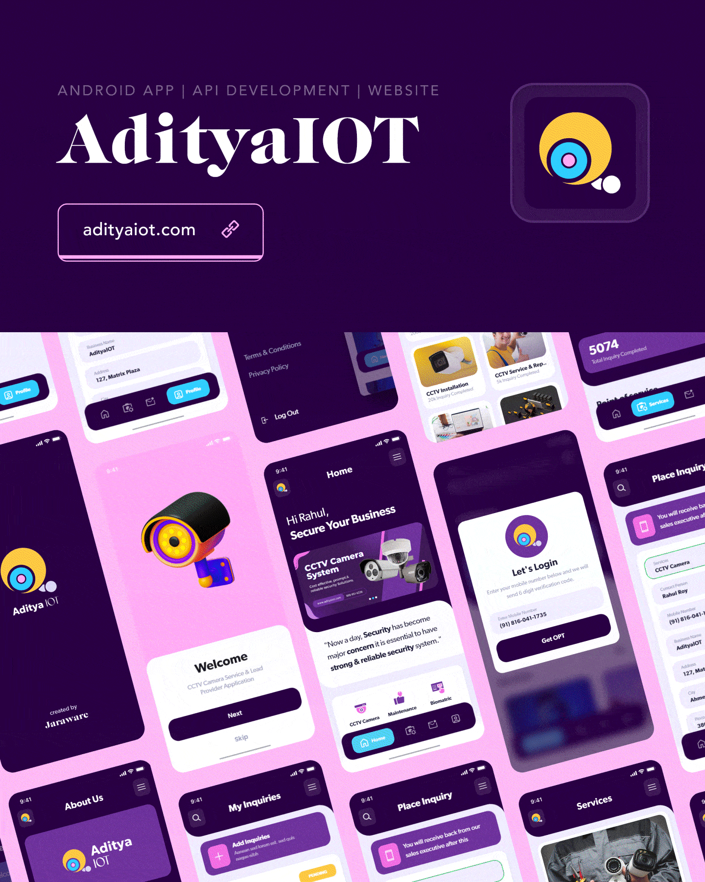 We developed AdityaIOT (Android | Website) app branding design illustration jaraware jarawareinfosoft logo ui ux vector