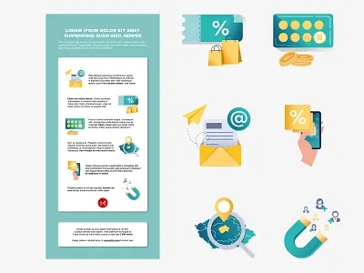 Personalized illustration for the newsletter costumers email illustration mail illustration map new costumers sale sale illustration searching on map voucher voucher illustration