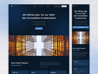 Website redesign for Exporo | UX/UI-design corporate corporate website design industrial interface design minimalism modern website product design redesign ui uiuxdesign ux uxuidesign webdesign website website design