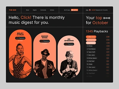 The Ear — Your music digest design landing ui uiux ux web