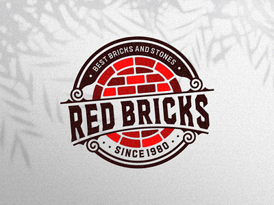 Red Bricks Logo Design bricks bricks logo constructions constructions logo emblem emblem logo logo stone stone logo vintage vintage logo