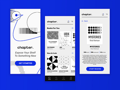 Library Mobile App • Chapter app book design illustration library minimalist mobile mobile app ui vector