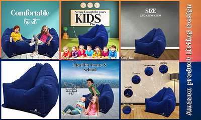 Inflatable Chair Design amazon branding graphic design listing design product image product listing