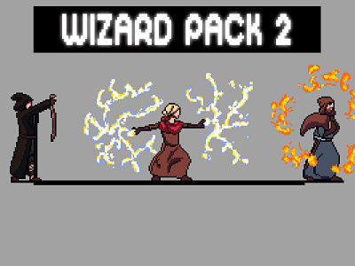 Wizard Pixel Art Sprites Pack 2 2d asset assets character fantasy game assets gamedev illustration indie indie game magic pixel pixelart pixelated platformer rpg sprite sprites spritesheet wizard