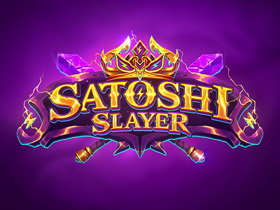 Stylized Game Logo - Satoshi Slayer 👑 animated fantasy logo crypto design fantasy gaming hand drawn hearthstone logo metin2 mmorgp muonline nft