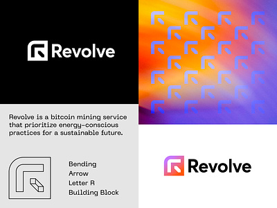 Revolve - Final Logo back bitcoin branding creative logo crypto direction energy evolve innovate lettermark design logo mining monogram r re return revolve solar wind